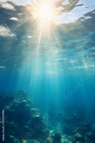 Serene Underwater View of a Blue Ocean