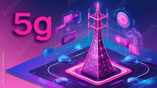 Telecommunication tower with 5G cellular network antenna, network, phone, 5g, telecommunication, mobile concept