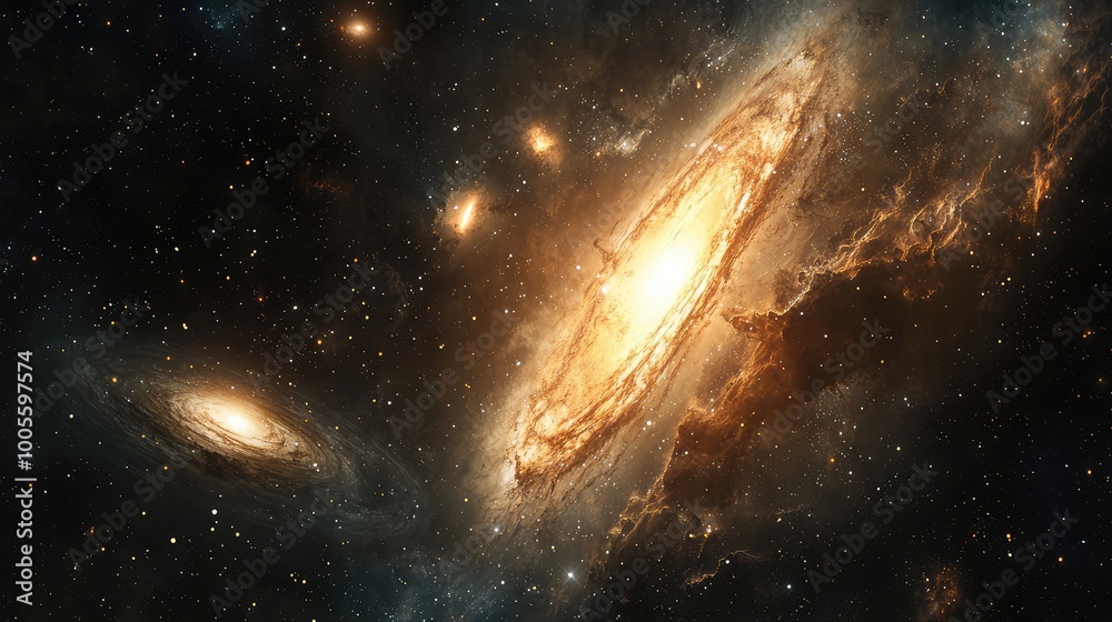 Fototapeta premium Stunning galaxy scene featuring vibrant colors and cosmic formations, perfect for space-themed projects and digital backgrounds.