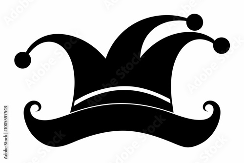 Mardi Gras hat silhouette vector, Carnival or clown hat icon