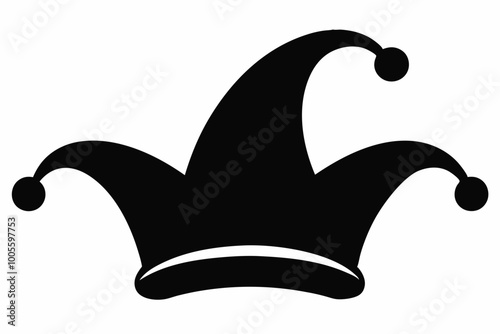 Clown Hat Icon, Mardi Gras Hat Silhouette Vector