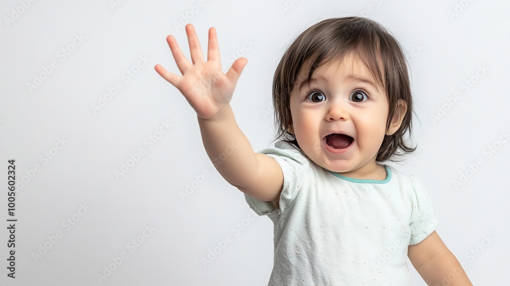 Toddler Demanding Something on a Clean White Background: This Image Captures the Expressive Emotions of a Young Child, Showcasing Their Determination and Innocence. Toddler Demanding Something on a Clean White Background: This Image Captures the Expressive Emotions of a Young Child, Showcasing Their Determination and Innocence.