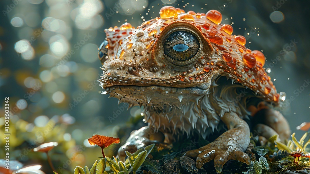 Fantasy Frog in a Rain-Drenched Forest Fantasy Frog in a Rain-Drenched Forest