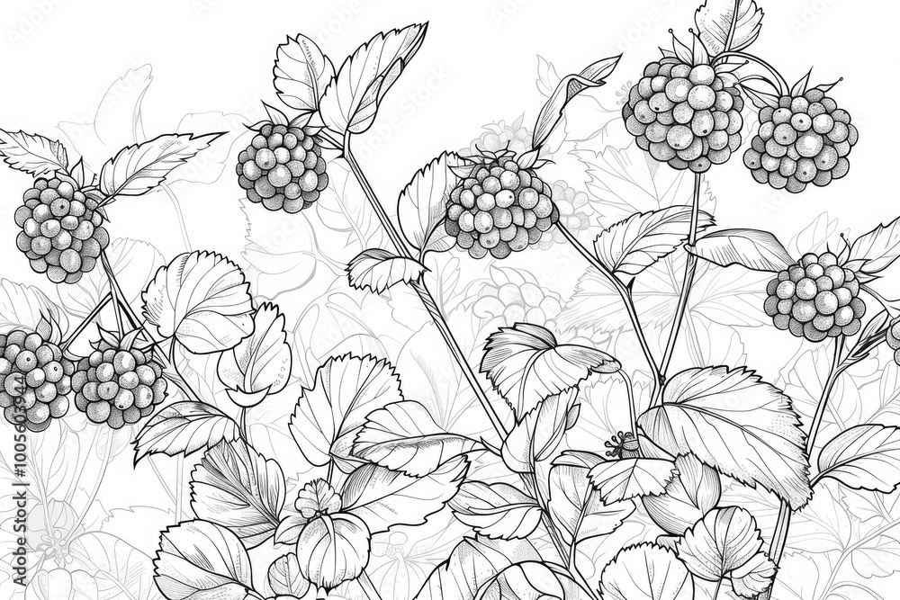 Coloring book illustration of Bearberry plant design Coloring book illustration of Bearberry plant design