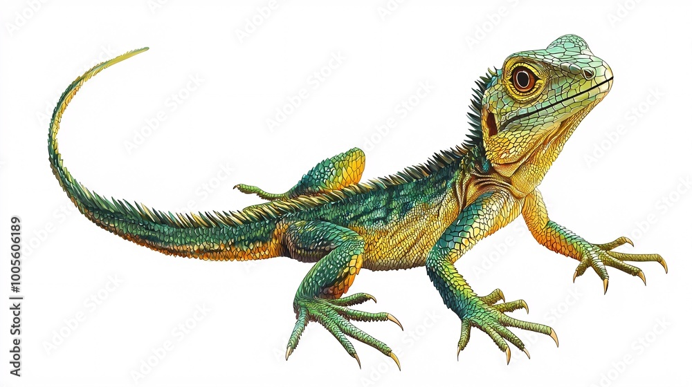 Fototapeta premium An imaginative lizard graphic template set against a blank canvas, ideal for enhancing posters, flyers, and educational content.