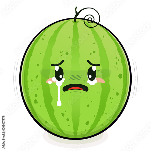 watermelon crying face cartoon cute