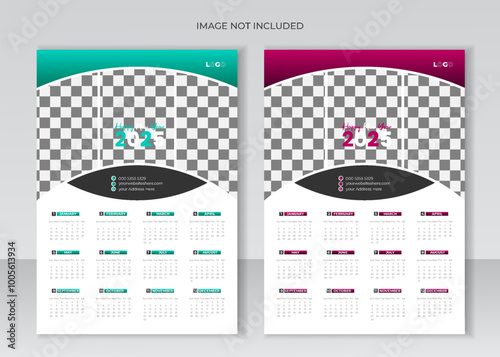 Creative one page or minimal Travel Agency Wall Calendar Design Template 2025 for your office and company	
