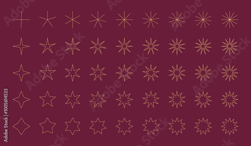 Star Icon Set - Different style of stars, simple outline design, constellations, galaxies, rating, celebrities icon