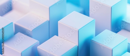 Abstract 3D Render of a Blue and White Cube Structure