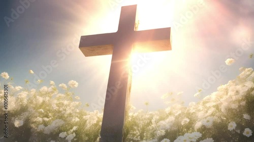 cross with flower