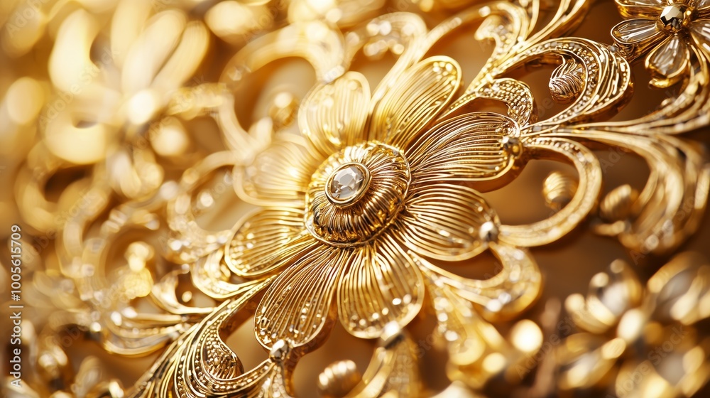 Intricate Gold Filigree Close-Up Artistry Intricate Gold Filigree Close-Up Artistry