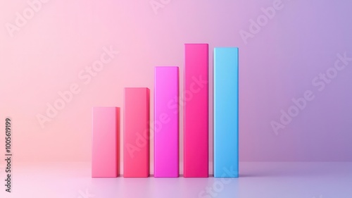 A modern bar graph in pink and blue shades against a soft background, symbolizing growth and progress.