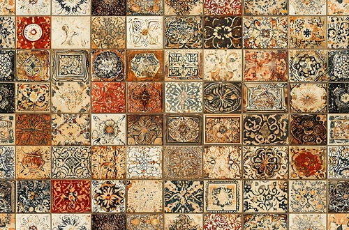 Wallpaper Mural Tile pattern featuring intricate designs in various colors Torontodigital.ca