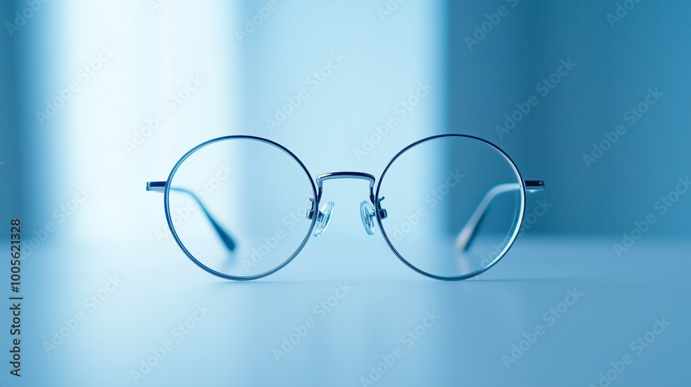 Minimalist Eyeglasses on White Table Minimalist Eyeglasses on White Table
