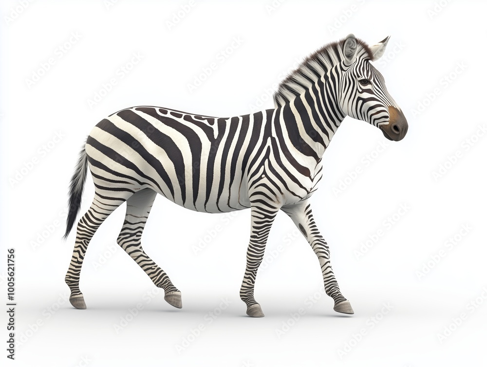 Fototapeta premium Zebra Walking Gracefully in Full Body Pose