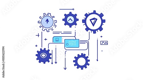 Modern Icon Representing Proven Methodologies with Elements Like Gears, Flowcharts, and Circular Arrows to Symbolize Processes and Reliability. 