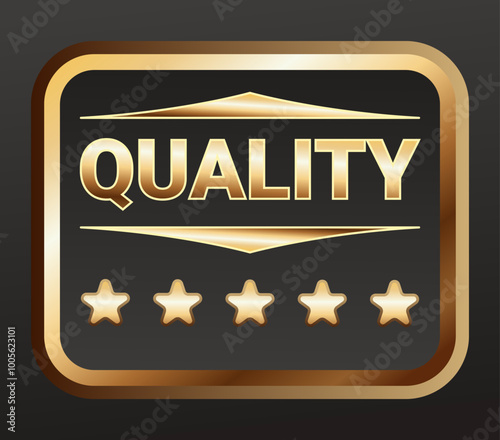 Golden luxury label and banner, gold premium quality certificate ribbon, vector badge. Luxury VIP and premium quality sticker tag and banner