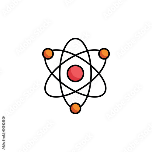 Atom Energy icon design with white background stock illustration