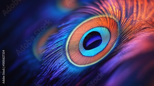 Close-up of male peacock feathers during courtship dance, displaying vibrant iridescent colors.