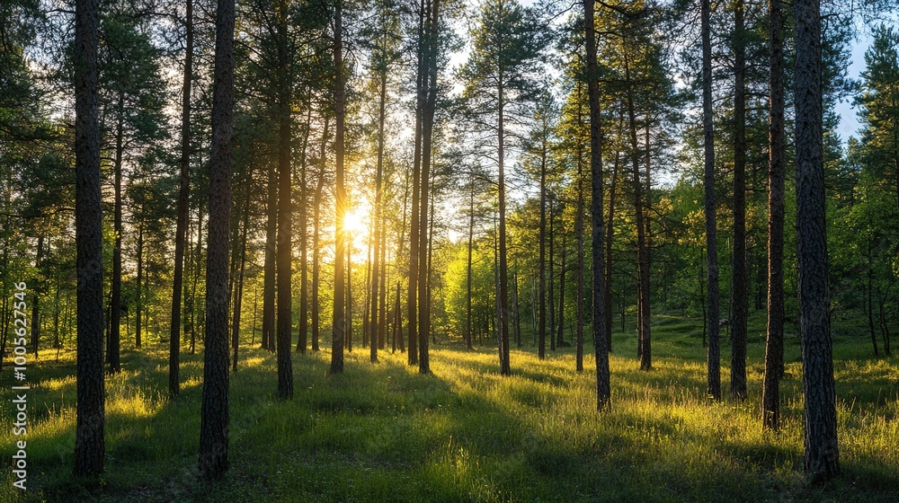 Deep within a dense forest, a hidden clearing is illuminated by the golden light of early evening. The tall trees surrounding the clearing cast long shadows, creating a natural canopy overhead. Deep within a dense forest, a hidden clearing is illuminated by the golden light of early evening. The tall trees surrounding the clearing cast long shadows, creating a natural canopy overhead.