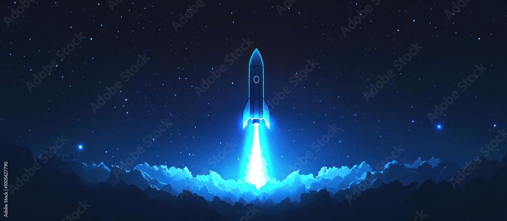 Rocket Launch into the Starry Night Rocket Launch into the Starry Night