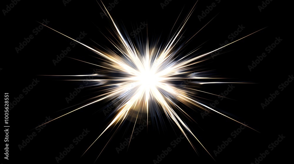 A bright white starburst on a black background. A bright white starburst on a black background.