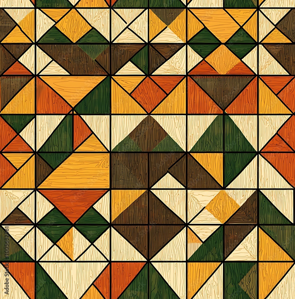 Wooden pattern with geometric lines and triangles in earthy colors Wooden pattern with geometric lines and triangles in earthy colors