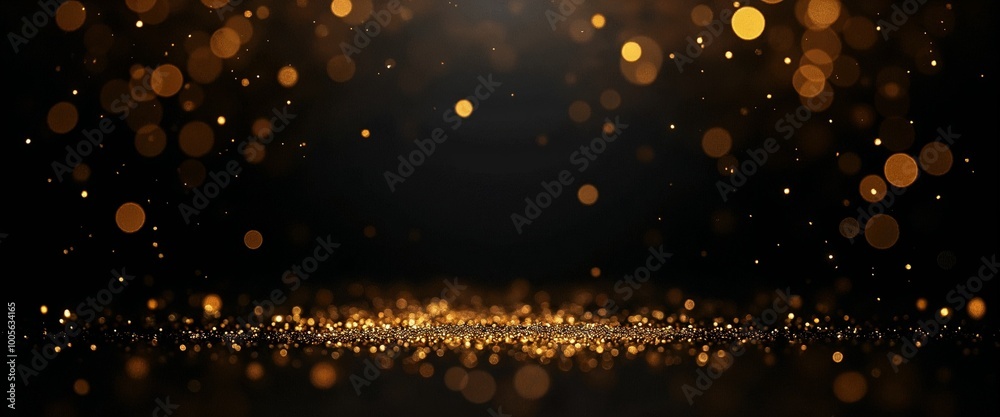 Golden glitter and bokeh effect on a black background with copy space Golden glitter and bokeh effect on a black background with copy space