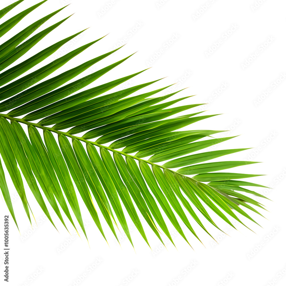 Obraz premium Tropical green coconut or palm fronds isolated on transparent background 