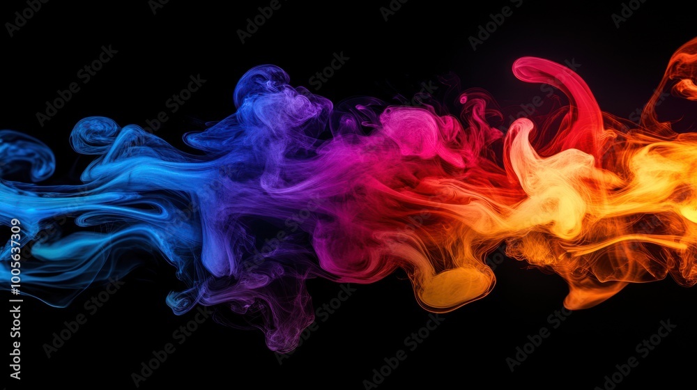A vibrant swirl of colorful smoke on a black background, showcasing fluid motion and artistry. A vibrant swirl of colorful smoke on a black background, showcasing fluid motion and artistry.