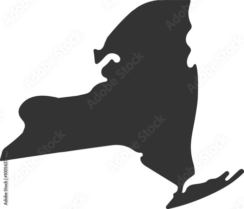 silhouette of new york map vector art illustration isolated on transparent background.