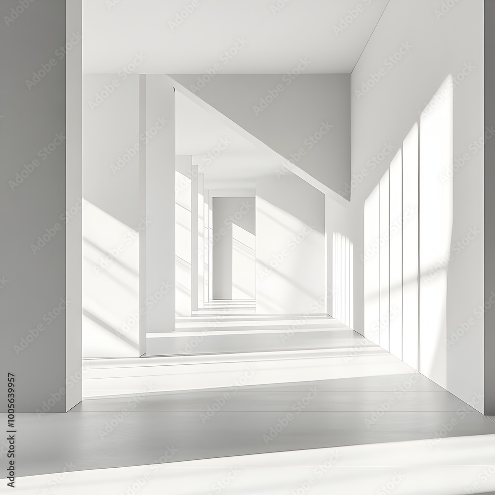 Fototapeta premium Sleek Monochrome Geometric Backdrop with Architectural Minimalism and Pristine Clarity Bold contrasts clean lines and a bright studio setting create a mid century modern influenced aesthetic