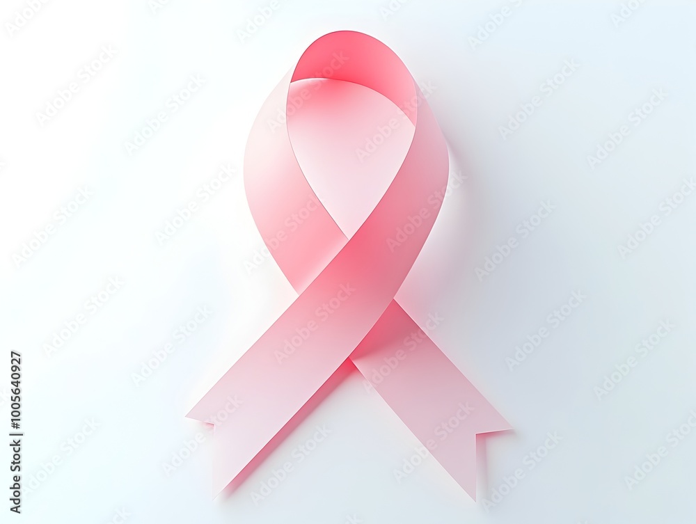 Stylized pink ribbon symbol featuring a geometric abstract composition with clean shapes and lines in pastel tones Stylized pink ribbon symbol featuring a geometric abstract composition with clean shapes and lines in pastel tones