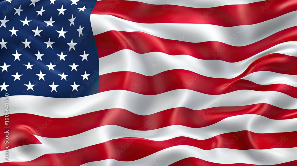 Fototapeta premium Close up waving flag of America .generative ai