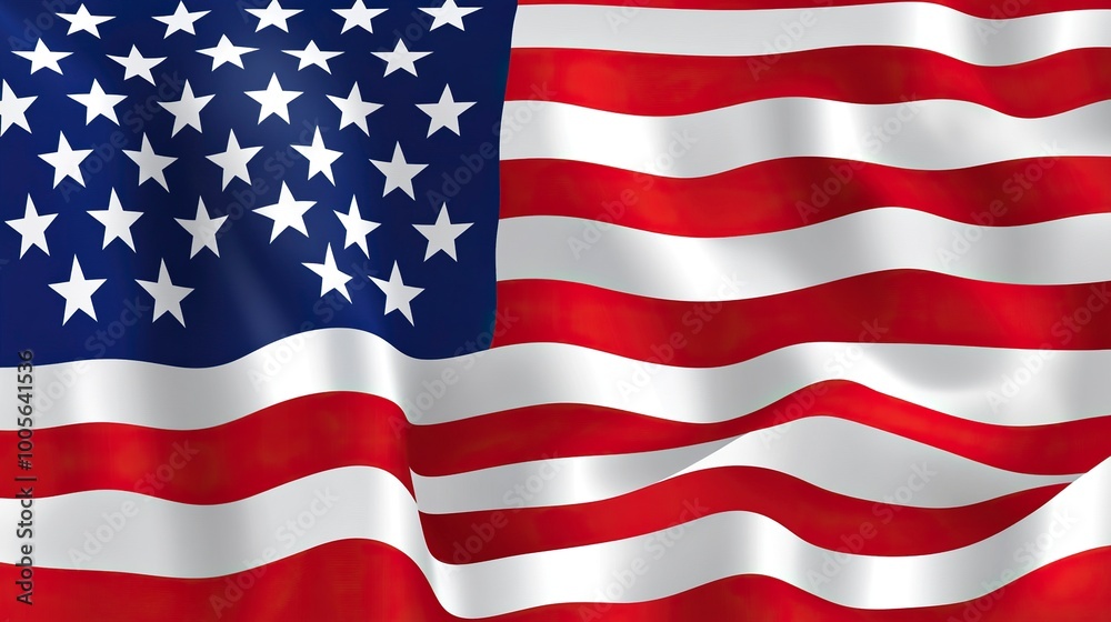 Close up waving flag of America .generative ai
