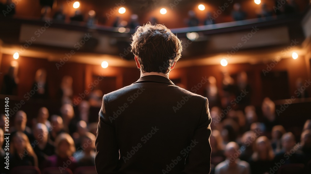 Speaker addressing an engaged audience. Speaker addressing an engaged audience.