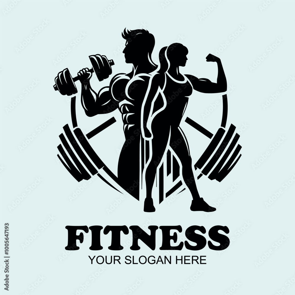 Man and woman fitness logo design 