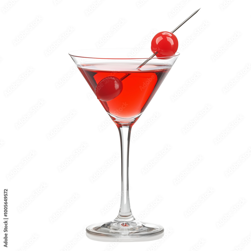 Refreshing Manhattan Cocktail Isolated on White Background. Refreshing Manhattan Cocktail Isolated on White Background.