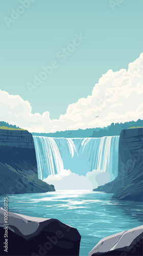 Niagara Falls Poster - Minimalist Blue Sky Travel Illustration