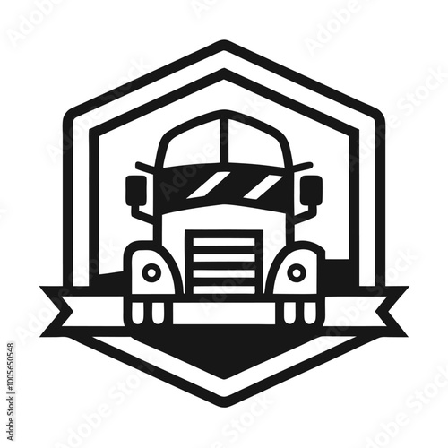 Heavy-duty truck line art logo icon vector artwork design, ideal for automotive, transportation, and commercial vehicle-related projects. Perfect for logos and branding.