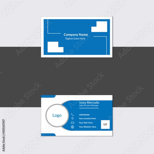 Simple Business Card Layout, Minimal Individual Business Card Layout, White Minimal Business Card Mockup, Horizontal and vertical layout. Vector illustration, Double-sided creative business card, 