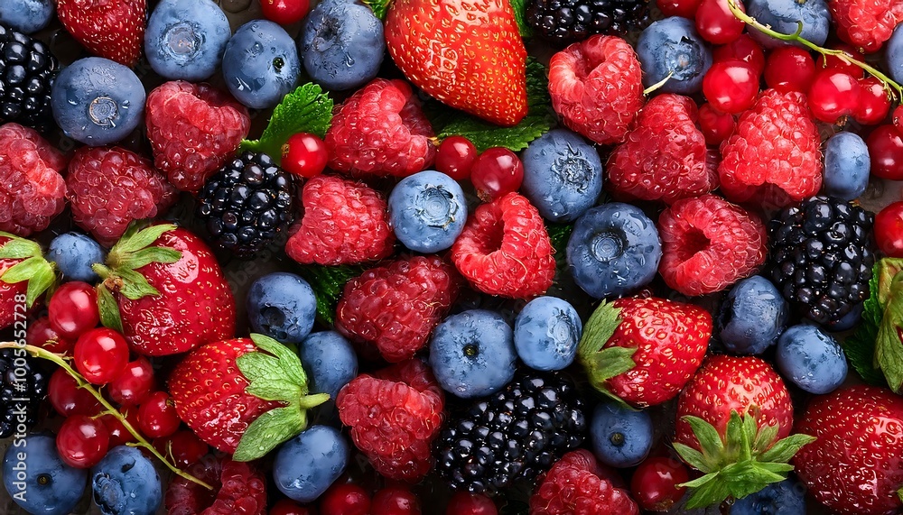 Surface with a mixture of wild strawberries, raspberries, and black berries, Super Foods texture Surface with a mixture of wild strawberries, raspberries, and black berries, Super Foods texture