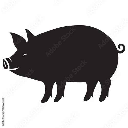 Pig Silhouette Design - Pig Farm animal vector illustration 
