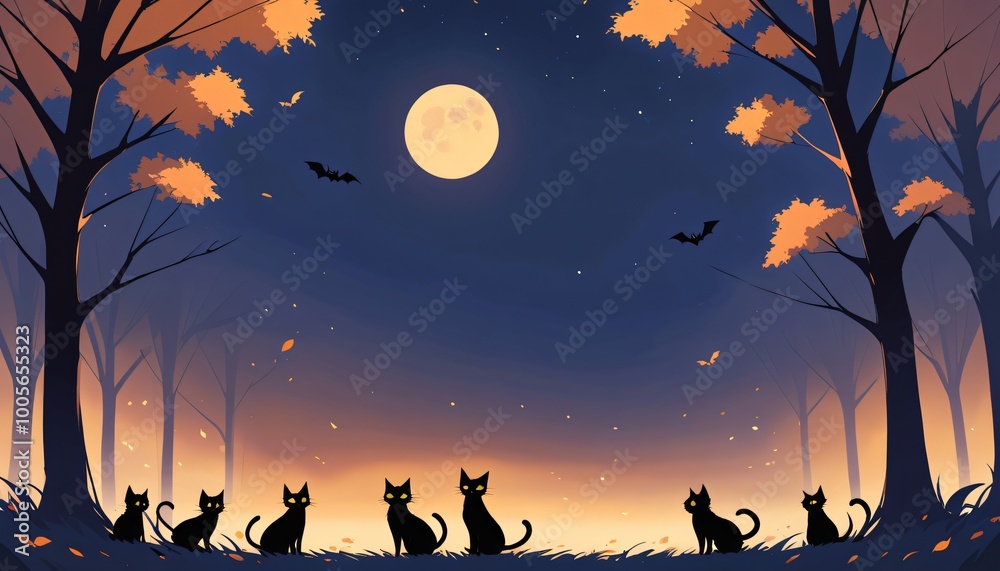 illustration of a Halloween night with moon and pumpkin background illustration of a Halloween night with moon and pumpkin background