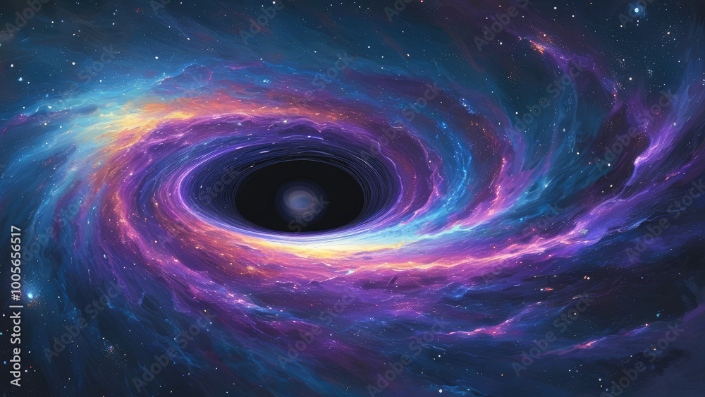 Obraz premium Cosmic Radiation Surrounding a Black Hole