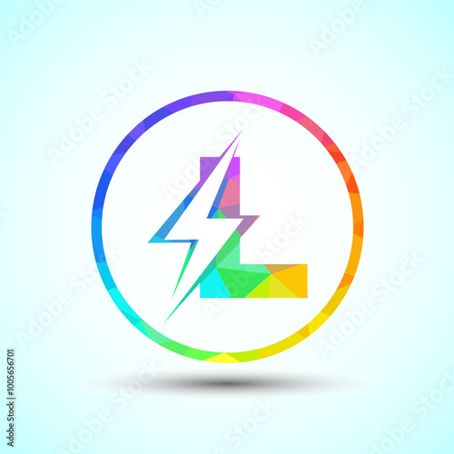 Free Download Polygonal Initial letter L logo design with lighting thunder bolt, Electric bolt logo template - GFXLoad