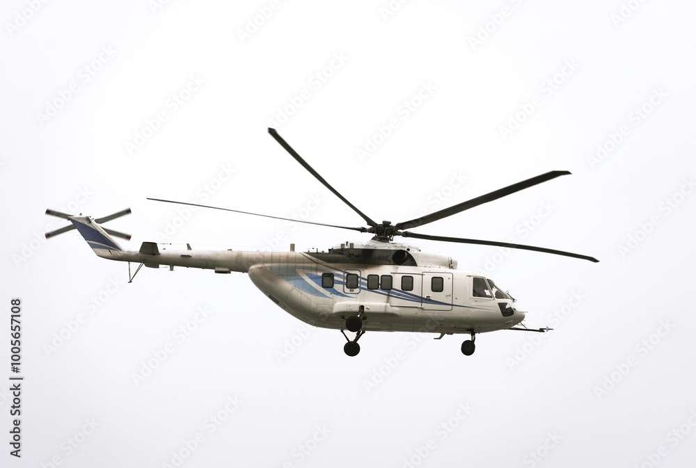Multi-purpose russian aviation helicopter ability to perform rescue operations has an emergency landing system equipped with life rafts and a crash-resistant fuselage Multi-purpose russian aviation helicopter ability to perform rescue operations has an emergency landing system equipped with life rafts and a crash-resistant fuselage