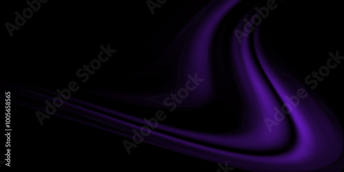 Dark purple wave curtain and copy space. abstract black background.