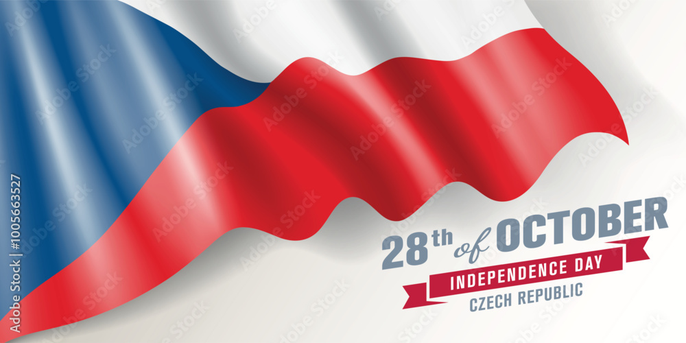 Czech republic independence day vector banner, greeting card. Czechia wavy flag in 28th of October national patriotic holiday horizontal design Czech republic independence day vector banner, greeting card. Czechia wavy flag in 28th of October national patriotic holiday horizontal design