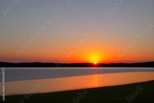 Vibrant Sunset Isolated on White Background Generative AI illustration